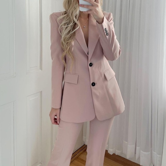 ZARA TAILORED BLAZER & FULL-LENGTH FLARED PANTS - Picture 2 of 8